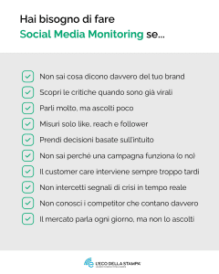 social media monitoring; Hai bisogno di fare social media monitoring se; checklist social media monitoring